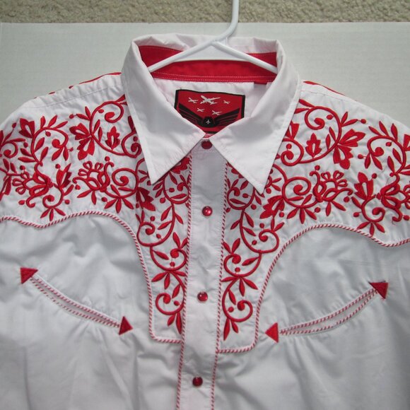 El Señor de los Cielos White Red Snap Mens Sz 2XL Cowboy Western Halloween - Picture 3 of 16
